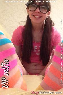 I'm wearing this stripy colorful socks to show you my teen feet! I think I look like a teenager in this outfit, have you got the same opinion?